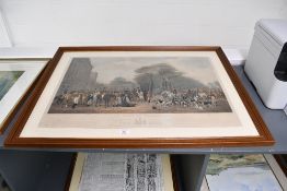 Thought to be a large framed late 19th-century hand-coloured engraving titled 'The Meet at