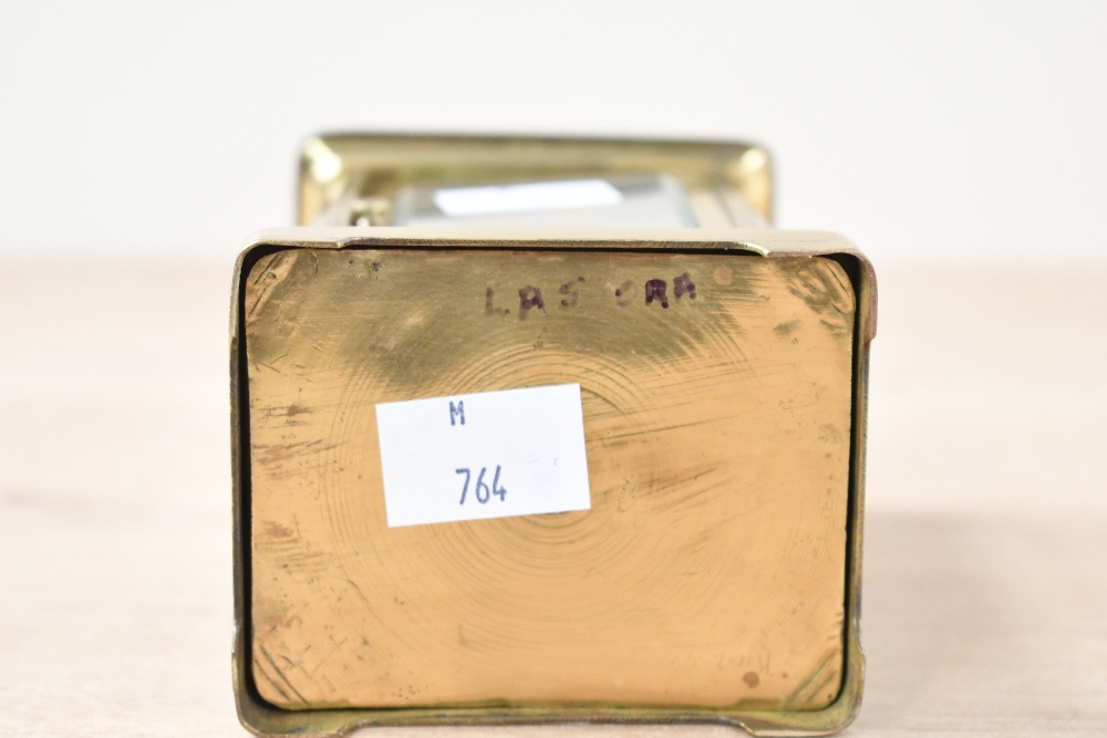 A late 19th to early 20th-century French brass 5 glass carriage clock, featuring glass panels and - Image 3 of 4