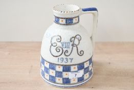 A late 20th-century Charlotte Rhead for Crown Ducal pottery commemorative jug, celebrating the