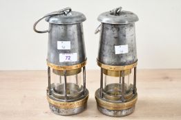 Two early to mid 20th-century The Wolf Safety Lamp Company Limited of Sheffield brass and steel Type