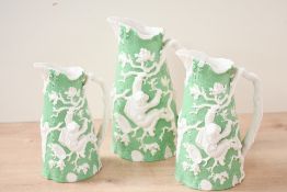 Three fine mid to late 19th-century T.J. & J. Mayer at Dale Hall Pottery, Longport, graduated Parian