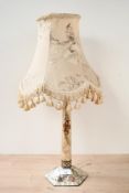 Thought to be late 19th to early 20th-century Oriental-style mother-of-pearl tabletop lamp, having