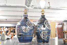 Of local interest, two 20th-century Iain Dennis (1947/8-2006) of Egermont, Cumbria studio pottery