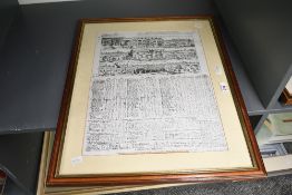 20th Century reproduction of a plague broadsheet, showing the progress of the disease and statistics