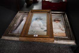 Three mid to late 20th-century vintage-style framed prints, to depict traditionally dressed young