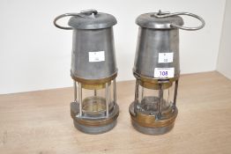 Two early to mid 20th-century The Wolf Safety Lamp Company Limited of Sheffield brass and steel