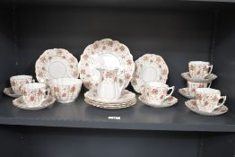 A selection of 20th-century Victoria C&E 'English Rose' bone china part tea set, featuring