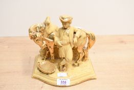 A vintage German Eichwald Horse and Rider ceramic smokers companion, marked to base, 18cm, condition