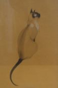 A 20th Century watercolour study of a Siamese cat, unsigned or attributed, within moulded wooden