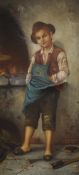 L Vagano (20th Century) Continental School oil on canvas, a full length study of a young man in work