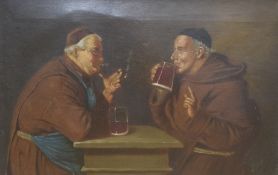 Arturo Petrocelli (Italian 1856 - 1916) A pair of oils on canvas, scenes depicting monks sitting