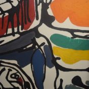 Jazamin Sincalir (Contemporary) Impasto Oil on canvas, a vibrant abstract line composition, signed