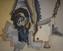 David Carr (British 1915-1968) Oil on canvas, Man and Machine abstract study, unsigned, attributed