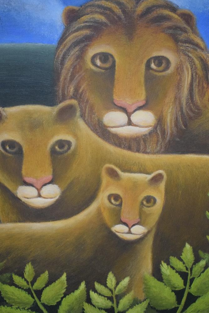 Jerzy Marek (Polish 1925-2014) Oil on board, study of a pride of lions, signed lower right, - Image 3 of 6