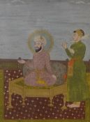 A pair of Mughal Miniatures (Believed to be 19th Century), Gouache with gilt embellishment on paper,