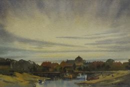 Ebenezer John Woods Prior (British 1914-1988) Watercolour, an estuary at low tide, signed lower