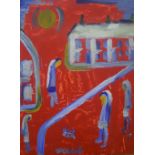 In the manner of James Lawrence Isherwood (British 1917 - 1989) Oil on board, a street study