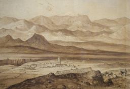 G Smith (19th Century) Pen and ink sketch 'Huantajaya - Providence of Tarapaca - Peru 1868', a
