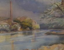 *Local Interest* Albert Phillip (British 20th Century) Watercolour 'Halton Mill and River' as seen