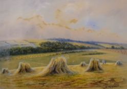 Constance Maurice (British 19th/20th Century) Watercolour, a pastoral harvest scene, signed lower