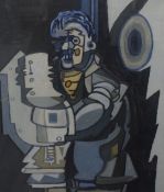David Carr (British 1915-1968) Oil on canvas, Machine Worker abstract study, unsigned, previously