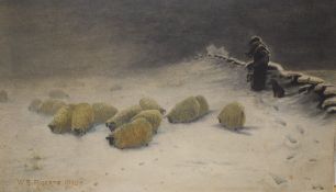 After Briton Riviere (British 1840-1920) A pair of watercolours 'A Lonely Vigil', two studies of a