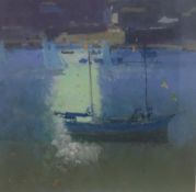 Fred Cuming RA (British 1930-2022) Oil on board 'Yhact Fowey Harbour', an atmospheric abstract