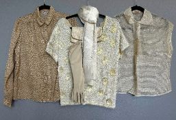 Assorted 1960s - 1980s womens' evening wear, to include 1960s heavily beaded V-neck top with cream