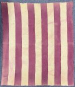 A 20th century Durham patchwork quilt with wide alternating stripes of butter yellow and burgundy