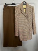A 1970s Weekend by MaxMara designer vintage skirt suit, comprising a plaid jacket in 100% virgin