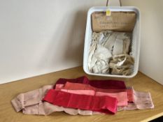 Assorted Edwardian collars, cuffs, nightwear, undergarments, stomachers and belts in white