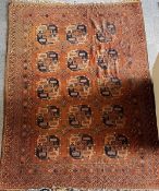 A room-size Afghan Esari Turkmen hand-knotted carpet, having a central design of fifteen gul