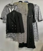 Assorted 1970s and 1980s vintage garments to include a double breasted short jacket in black wool