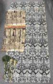 Vintage William Morris pencil pleat curtains in Brother Rabbit pattern in black and cream, each