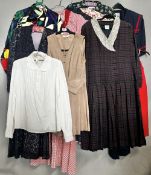 Assorted 1980s womens' wear, to include Morrish Made in Britain taupe suede two piece, Laura