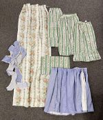 Assorted 20th century vintage curtains, to include three sink skirts or kitchen cupboard curtains,