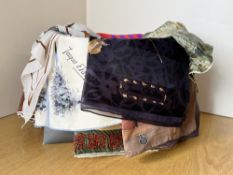 Assorted vintage neck-scarves to include silk and chiffon, Jaeger, Jaques Fath, Krizia, Mango