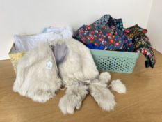 Assorted antique and later childrens' clothing to include 1930s fur cape with pom pom trim and