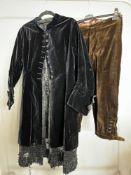 Two Victorian or Edwardian mens velvet garments, comprising an evening jacket in almost-black