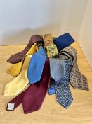 Assorted vintage silk and other neck ties to include Aquascutum in burgundy, Balenciaga in brown