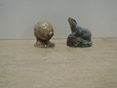 Beneagles Scotch Whisky Miniatures in Beswick flasks modelled as a Badger and a Haggis, both