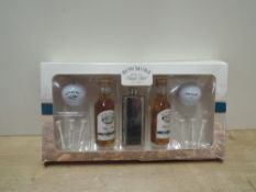 Bowmore Islay Single Malt Scotch Whisky Miniature Gift Set, 12 Year 43% vol, 5cl x2, Hip Flask, Golf