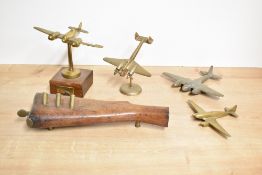An unusual adapted World War I rifle stock desk stand with three pen stand apertures, 32cm sold