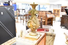 A vintage acanthus style table lamp, height to fitting approx. 46cm