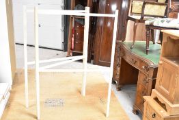 A vintage painted wooden trifold clothes maid of large proportions, having approx. H135 W89cm