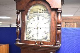A 19th Century mahogany long cased clock having eight day movement with painted Roman numeral dial