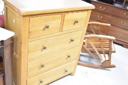 A modern golden oak chest of two over three drawers, dimensions approx. W85 H101 D40cm