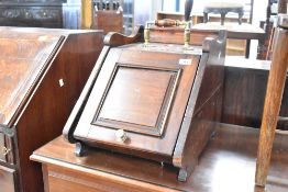 A Victorian mahogany coal purdonium, complete with liner and matched shovel, width approx. 35cm