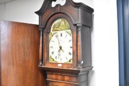 A 19th Century oak longcase clock having 30 hour movement with painted dial, named for J Jones,