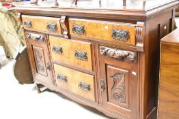 A Victorian mahogany sideboard (no back), width approx. 136cm